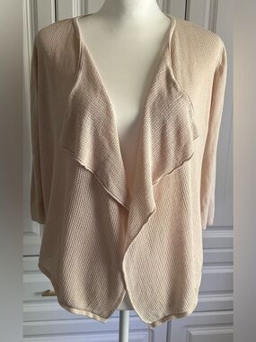 August Silk Beige Open-Front Waterfall Cardigan